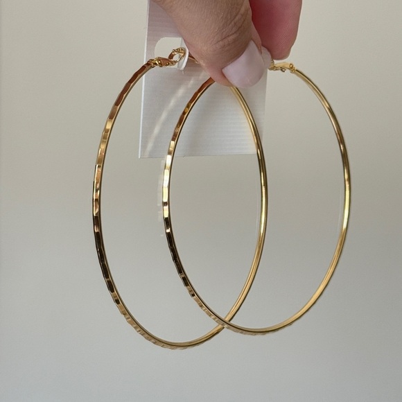 Shiny Gold Hoop Earrings - Picture 7 of 7